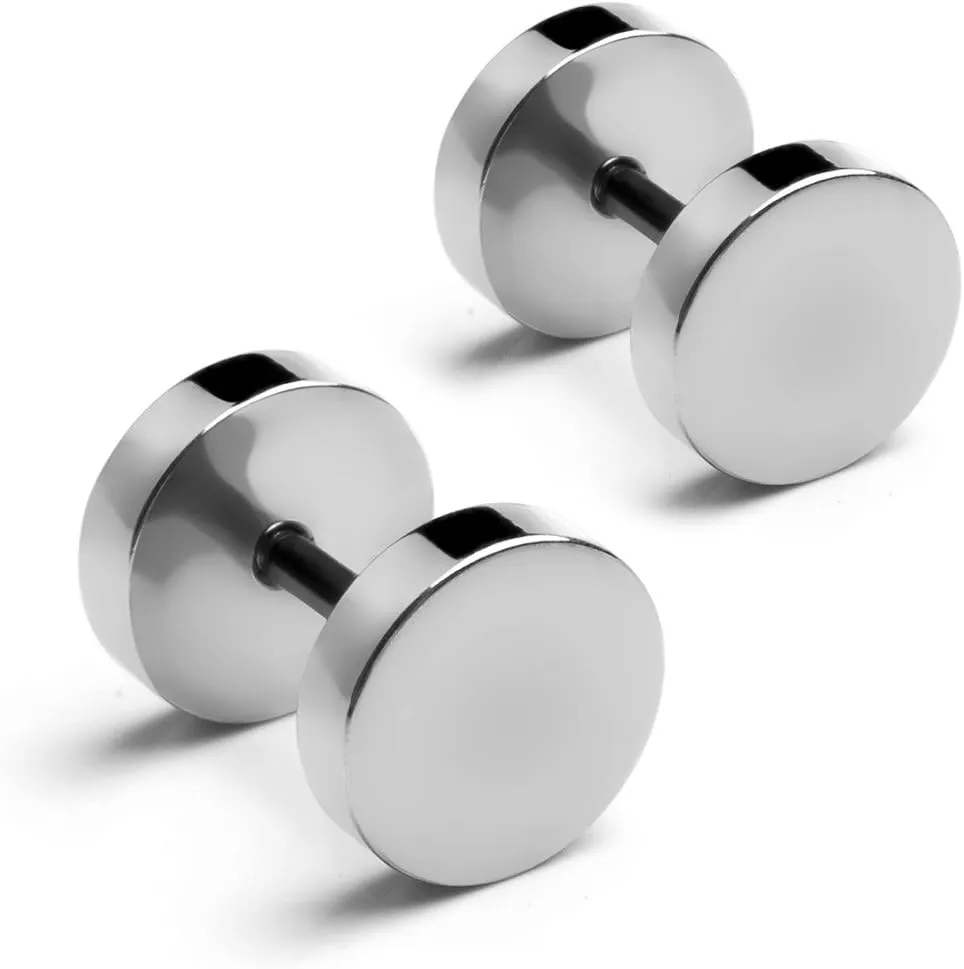 4-6 Pairs Dot Stud Earrings & Small Hoop Huggie Earrings for Men Women, Punk Style 316L Surgical Steel Earrings Gift for Her or Him