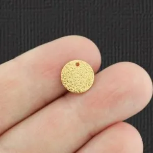 4 Hammered Circle Gold Tone Copper Charms 2 Sided - GC1461