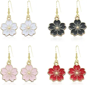 4 Pairs Retro Daisy Flower Earrings for Women - Dangle Earrings Set