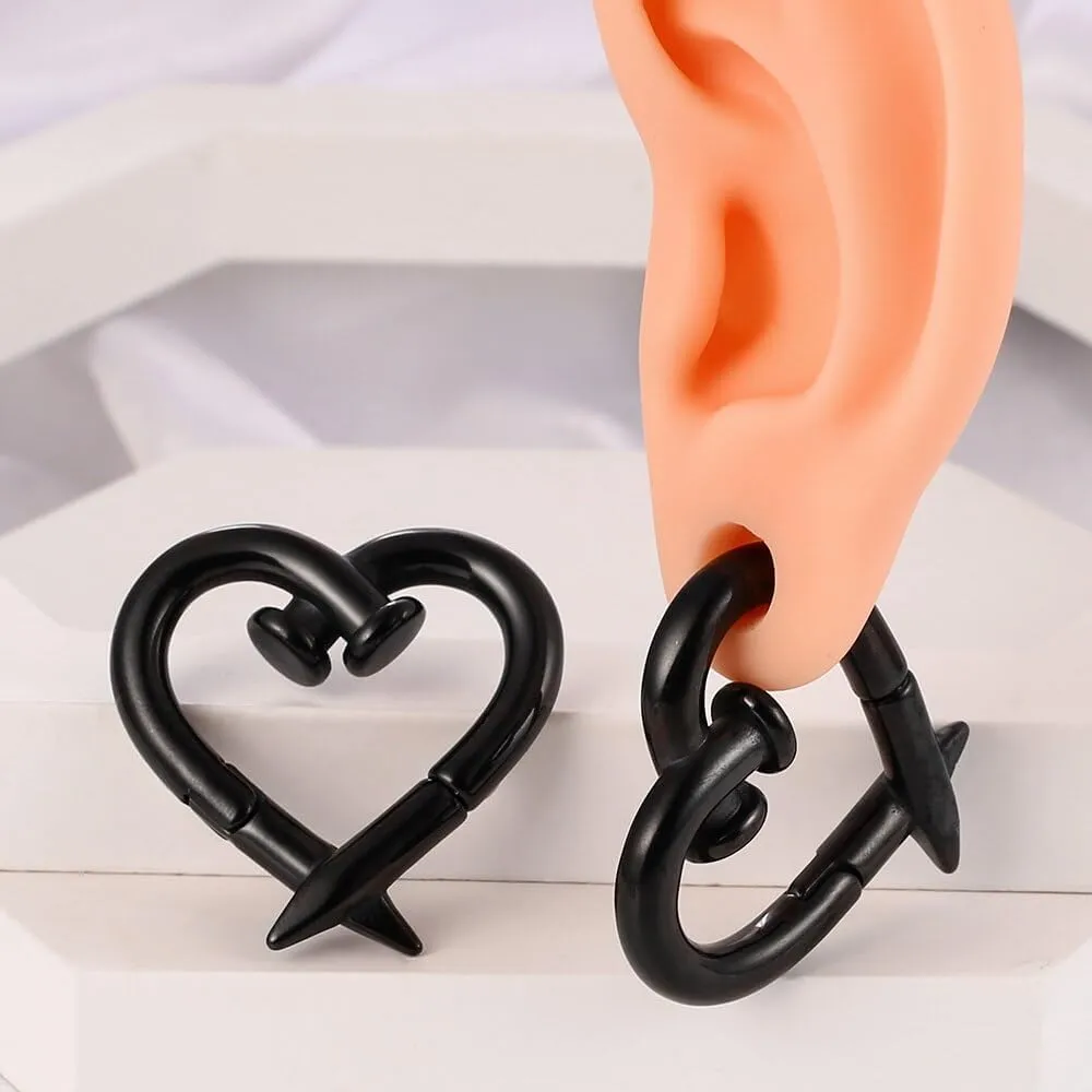 4mm-6mm(5g-2g) Hypoallergenic 316L Stainless Steel Heart Ear Weights Hangers For Stretched Ear Lobe Piercing Ear Plugs Gauges Body Jewelry