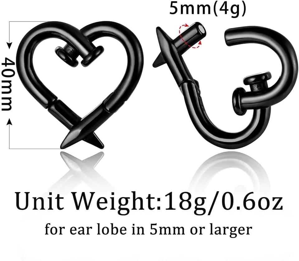4mm-6mm(5g-2g) Hypoallergenic 316L Stainless Steel Heart Ear Weights Hangers For Stretched Ear Lobe Piercing Ear Plugs Gauges Body Jewelry
