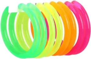 4Pairs 80s Earrings Women Neon Hoop Earrings Chunky Geometric Statement Drop Dangle Earrings for 90s Cosplay Party Costume Accessory