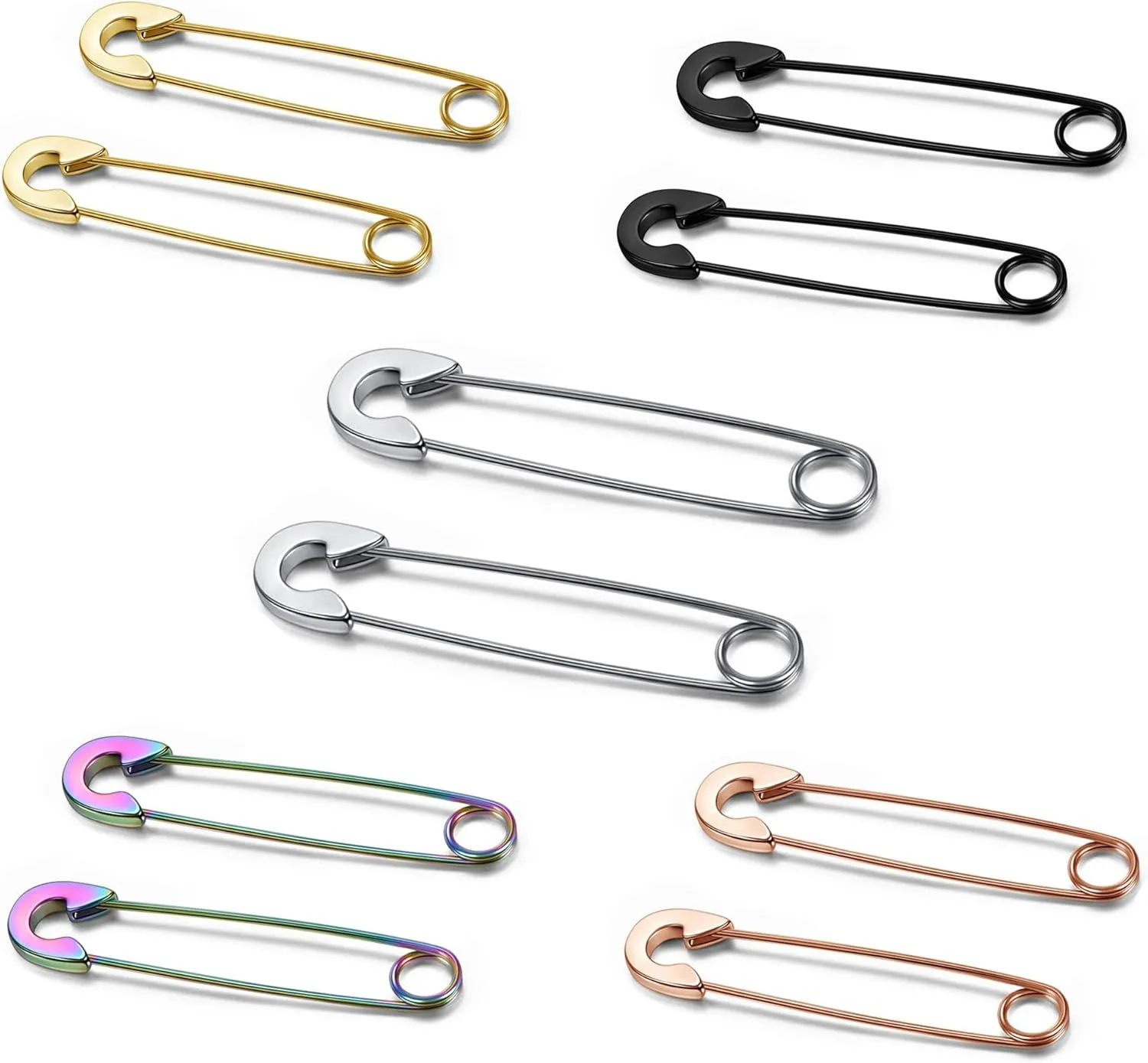 5 Pairs Safety Pin 316L Surgical Stainless Steel Earrings 20G Hypoallergenic Hoop Earring Set for Mens Womens