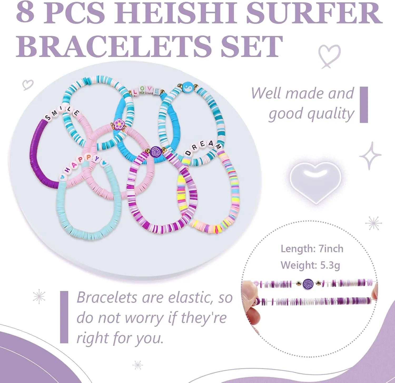 58 Pcs Checkered Makeup Bag Set Preppy Aesthetic Cosmetic Bag Travel Makeup Pouch Toiletry Bag 7 Pcs Heishi Surfer Bracelets with 50 Pcs Cute Preppy Stickers for Women Girls Teens Gift