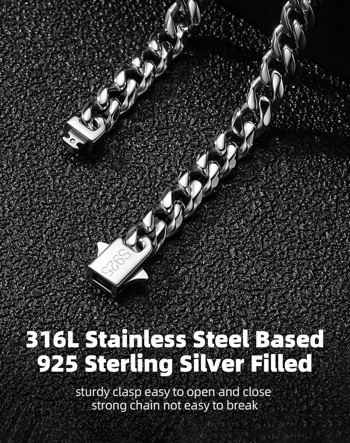 5MM Cuban Link Chain for Men Women 316L Stainless Steel Based with 925 Sterling Silver Filled Silver Chain for Men Silver Cuban Chain for Mens 20/22/24/26/28/30 Inches Silver Necklace for Men Silver Jewelry