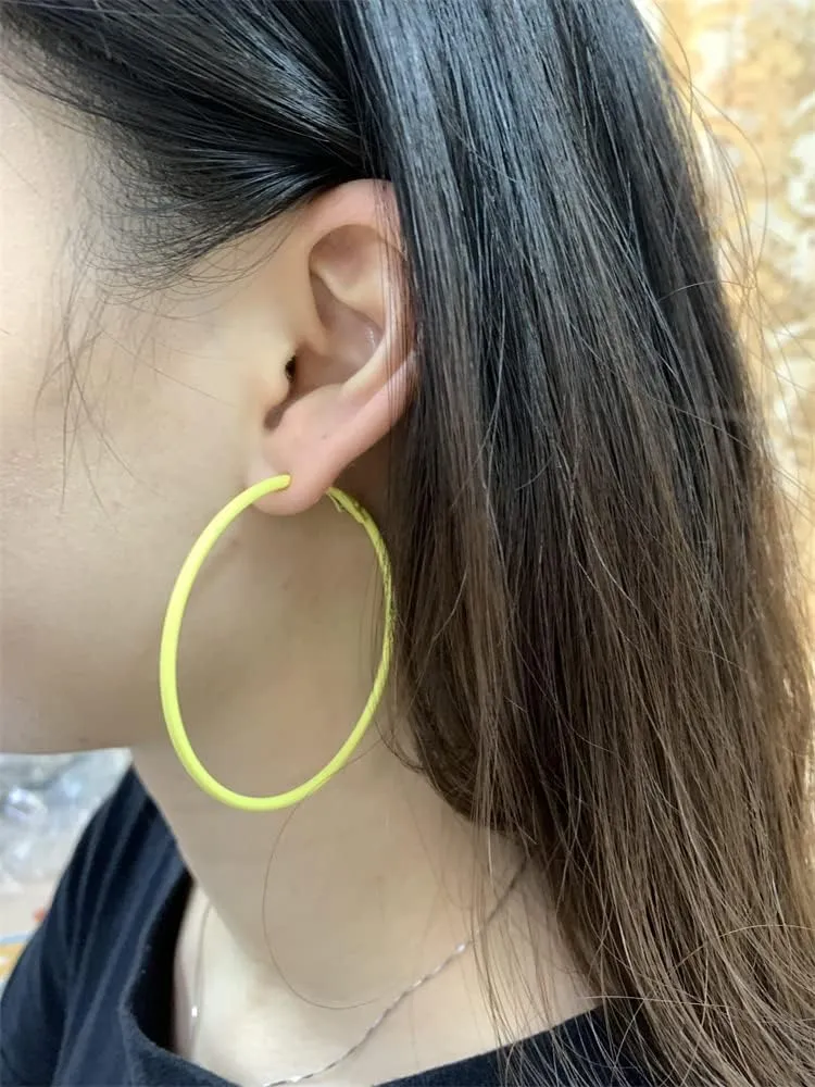 60mm Big Large Hoop Earrings For Women Girls Sensitive Ears Neon Minimalist Retro Round Huggie Hoops 2 Inch Colorful 80s 90s Dangle Hooped Dainty Lightweight Birthday Festival Y2K Party Jewelry Gifts