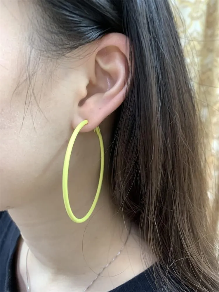 60mm Big Large Hoop Earrings For Women Girls Sensitive Ears Neon Minimalist Retro Round Huggie Hoops 2 Inch Colorful 80s 90s Dangle Hooped Dainty Lightweight Birthday Festival Y2K Party Jewelry Gifts