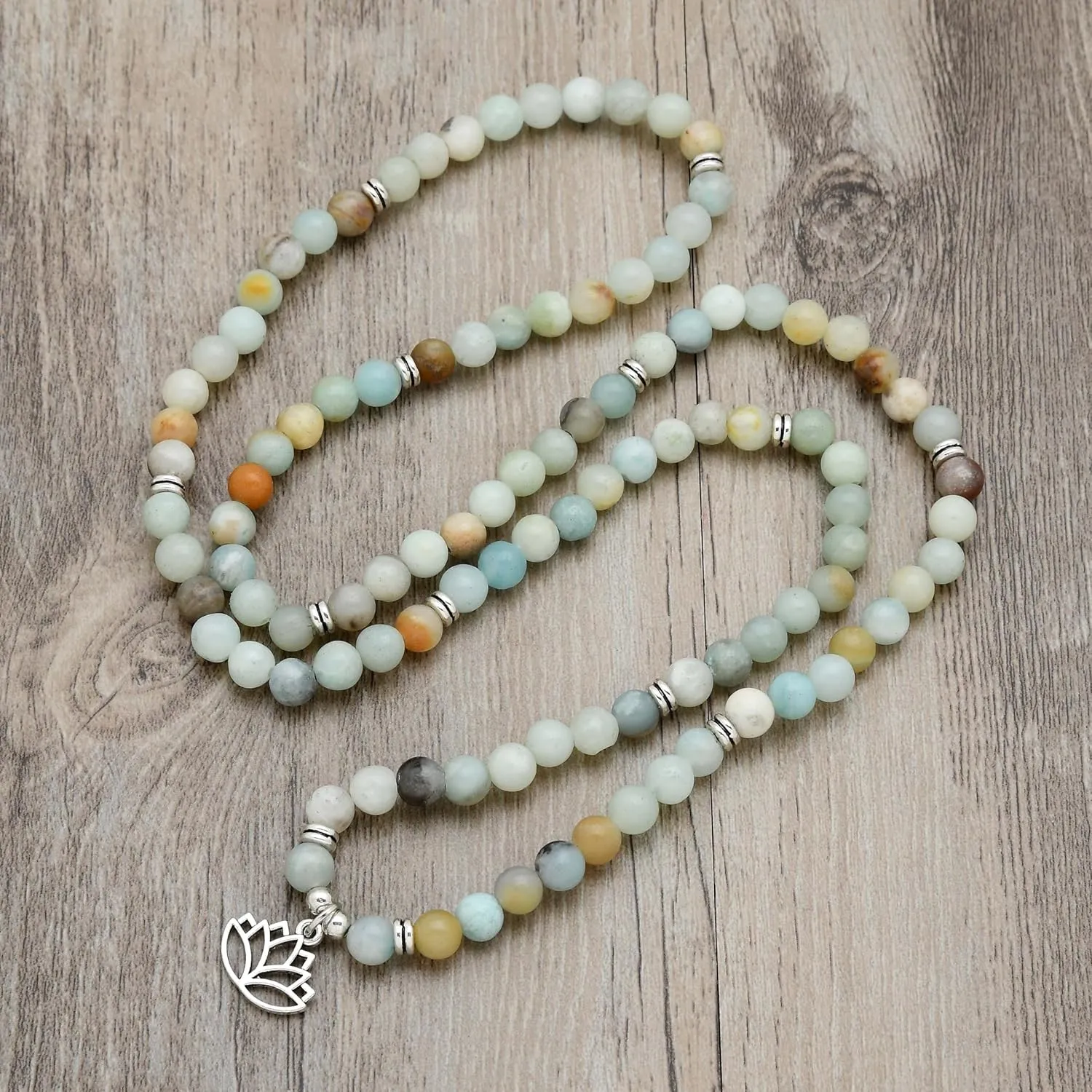 6mm Japa Mala Necklace 108 Mala Beads Bracelet Handcrafted with Lotus Charm for Men or Women
