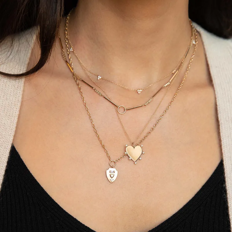 7 Diamond Heart Necklace in Yellow Gold