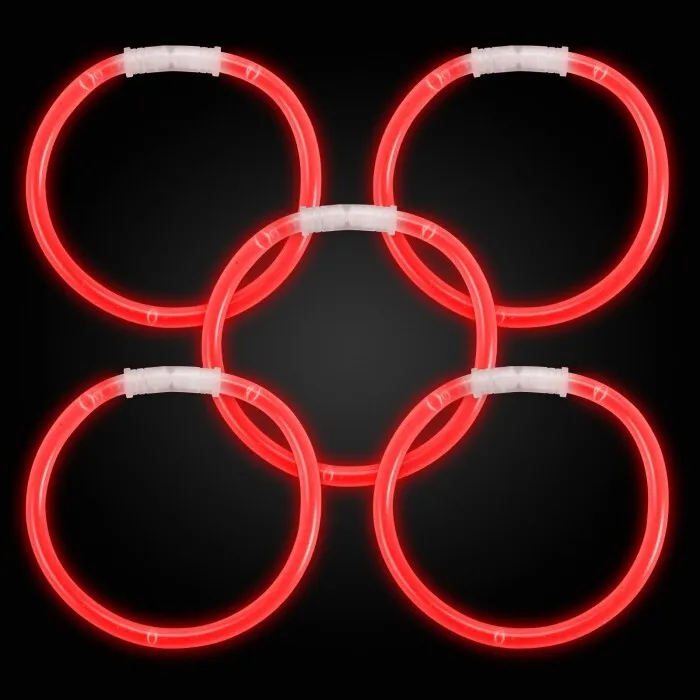 8 Inch Premium Red Glow Stick Bracelets