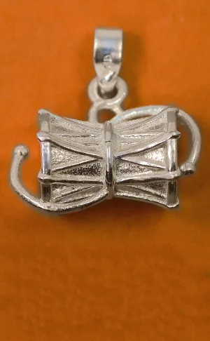 925 Silver Small Damaru Pendant (Design 34)