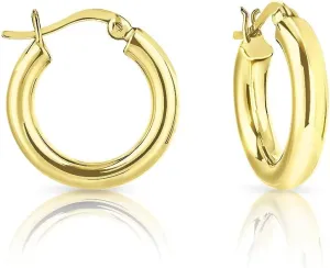 925 Sterling Silver, 24K Yellow or 18K Rose Gold Plated Chunky SMALL/MEDIUM/LARGE Creole/Hoops Earrings - Secure Clasp - Thickness 4 mm - Outer Diameter: 20, 30, 40, 50, 60 mm