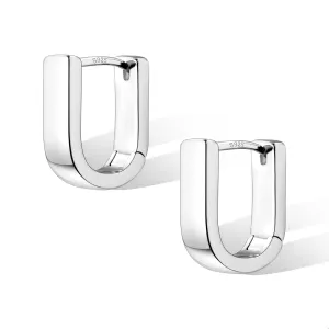 925 Sterling Silver Earrings for Women Small Chunky Silver Hoop Earrings Hypoallergenic Earring Small Thick Huggie U Hoops Earing for Jewelry Gifts