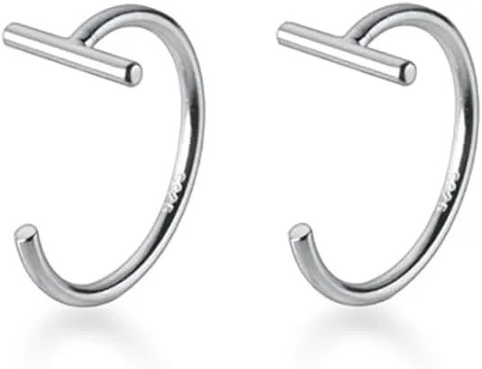 925 Sterling Silver Half Hoop Earrings Open Hoops for Women Teens Bar Hoop Earrings Minimalist Huggie Earrings Hypoallergenic