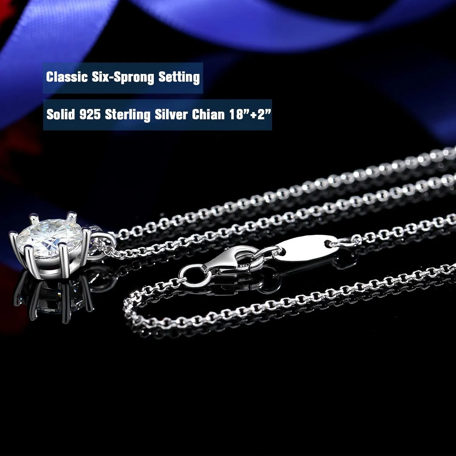 925 Sterling Silver Moissanite Necklace for Women, 1-2Ct Lab Grown Solitaire Moissanite Diamond Pendant 18K White/Yellow Gold Plated Jewelry Gifts for Her