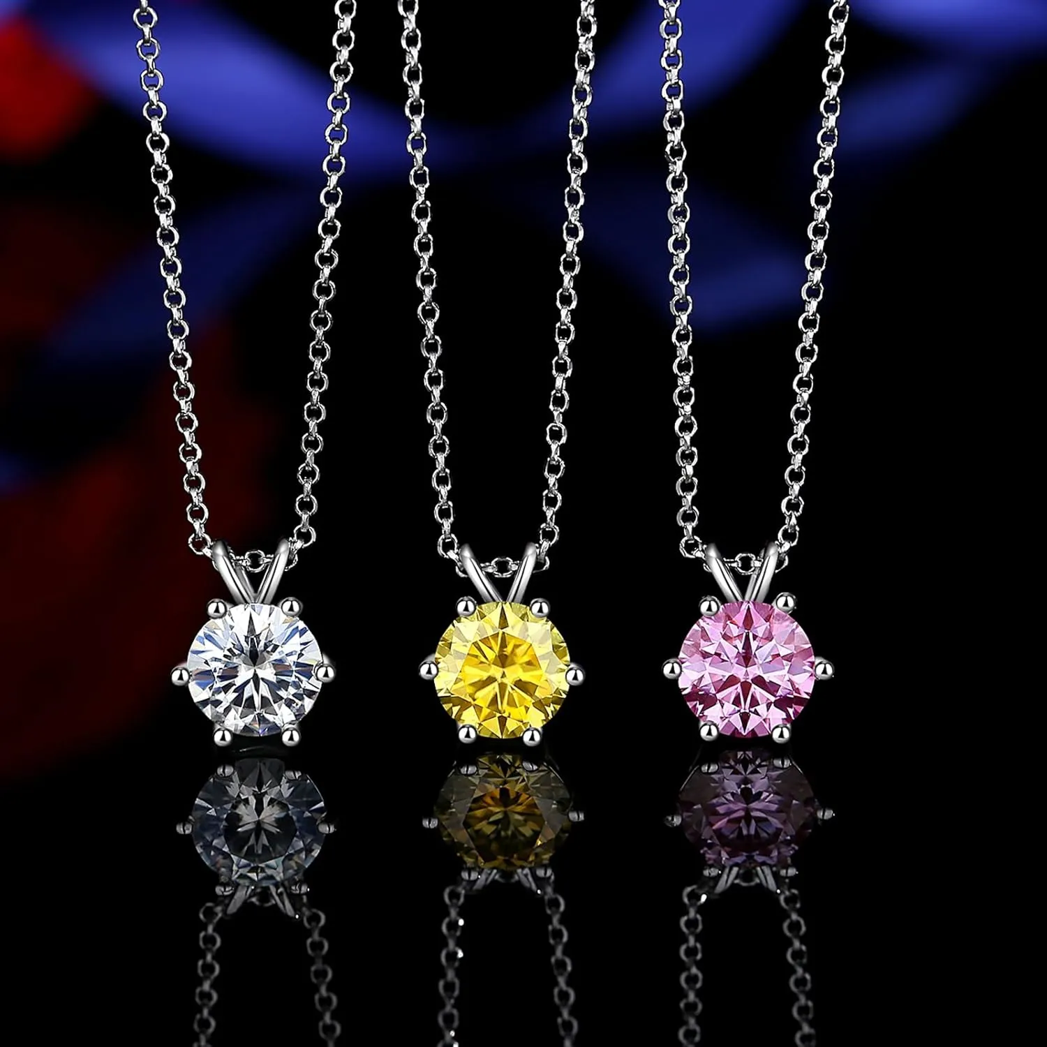 925 Sterling Silver Moissanite Necklace for Women, 1-2Ct Lab Grown Solitaire Moissanite Diamond Pendant 18K White/Yellow Gold Plated Jewelry Gifts for Her