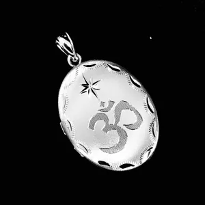 925 Sterling Silver Openable Om Locket Pendant (Design 58)