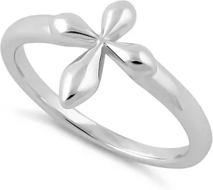 925 Sterling Silver Oxidized Platinum Plated High Polish Cross Stackable Women Valentines Day Silver Gifts Ring