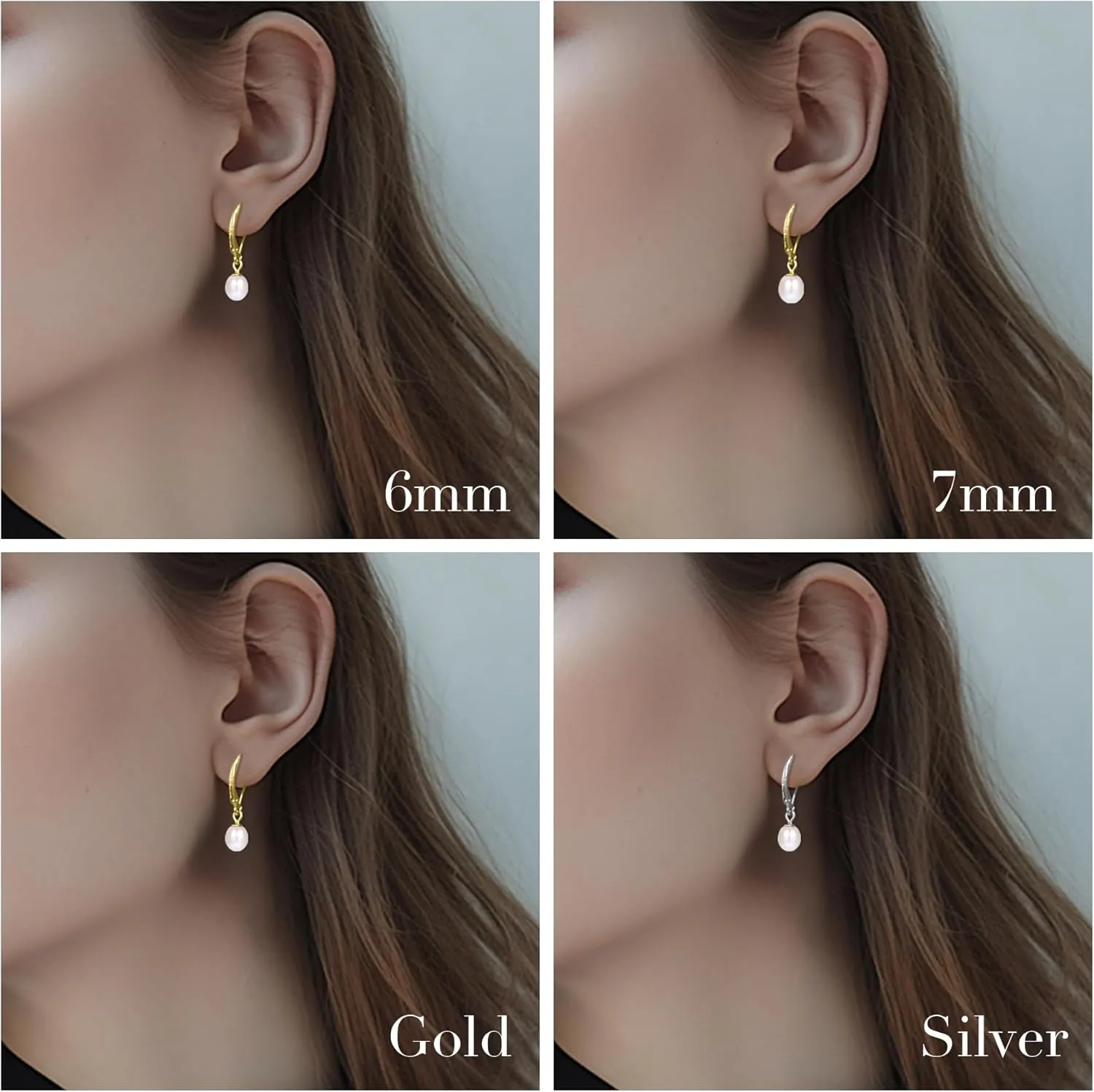925 Sterling Silver Pearl Earrings for Women14K Gold Plated Leverback Pearl Drop Earrings AAA  Quality Freshwater Cultured Pearl Earrings Jewelry Gifts for Birthday Christmas - Gold/Silver