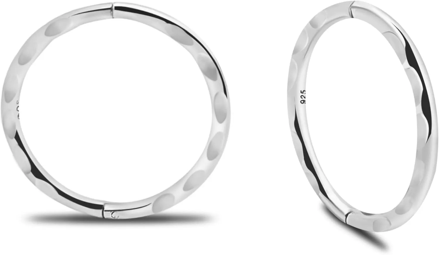 925 Sterling Silver Seamless Facet Sleeper Hoop Earrings Small Thin Handcrafted 8mm 10mm 12mm 14mm For Women Men