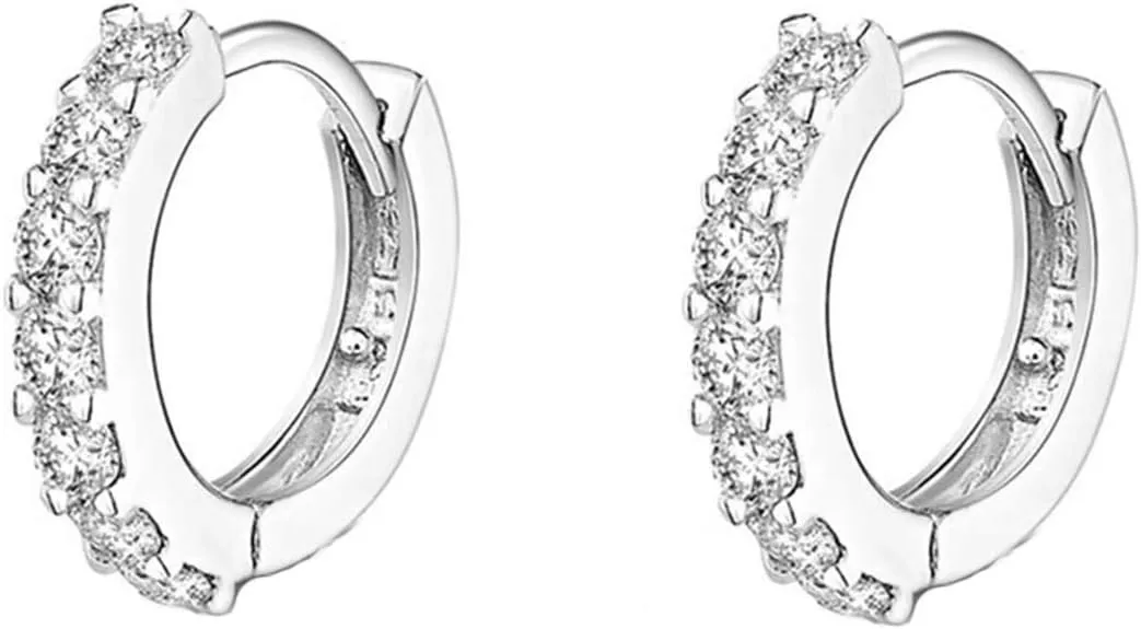 925 Sterling Silver Small Hoop Earrings Cubic Zirconia Cartilage Earring Earing Piercing Earrings Ear Cuff Huggie Tiny Hoops Earrings for Women Men