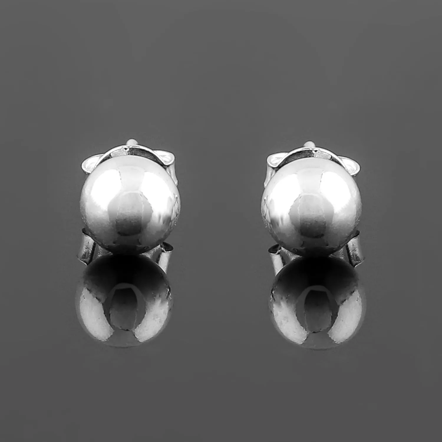 925 Sterling Silver Stud Round Ball Push & Post Earrings for Women Bohemian Handmade Jewelry Elegant Minimalist Bridal Promise Earring Mother's Day Gift for Women (Ball Size - 8 mm)