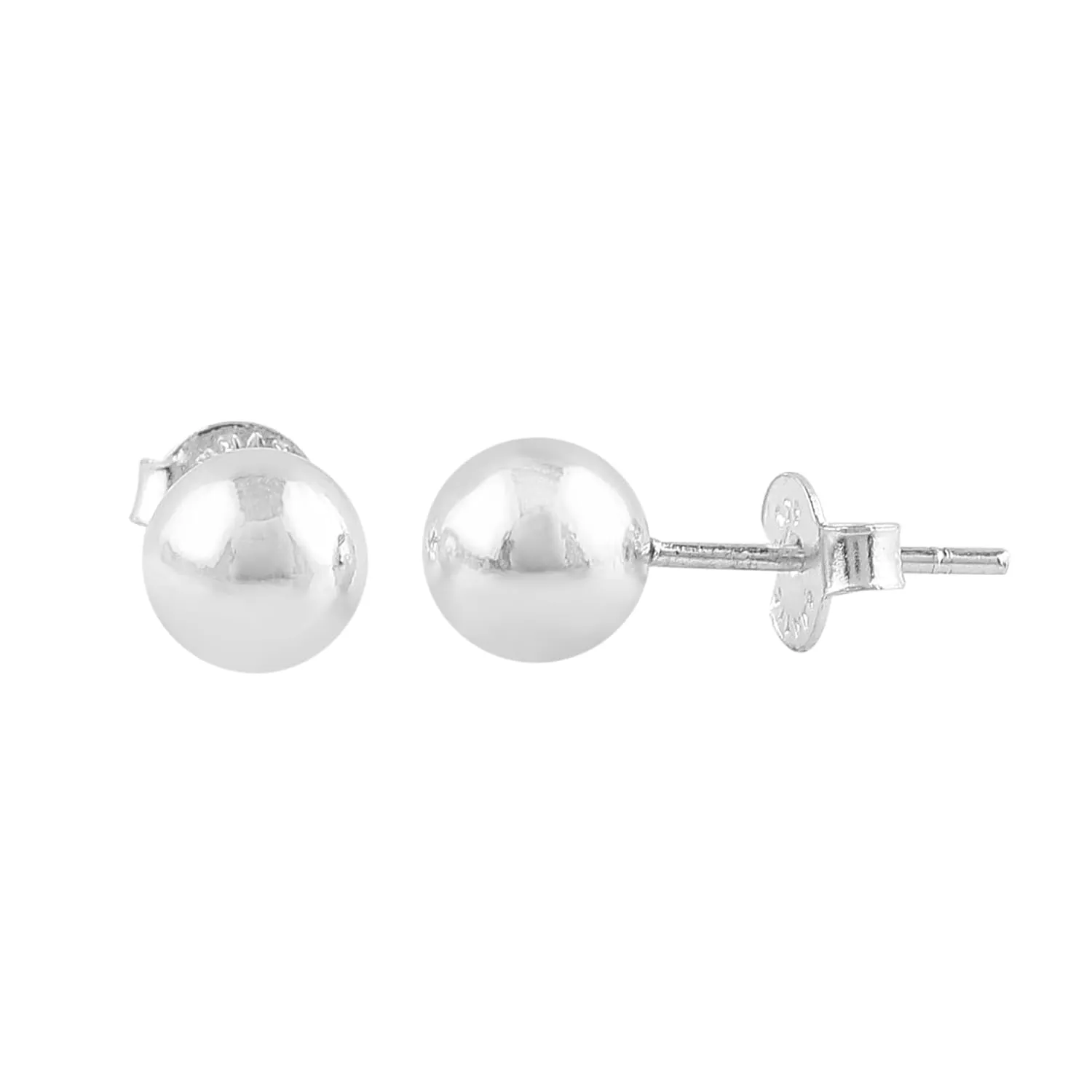 925 Sterling Silver Stud Round Ball Push & Post Earrings for Women Bohemian Handmade Jewelry Elegant Minimalist Bridal Promise Earring Mother's Day Gift for Women (Ball Size - 8 mm)