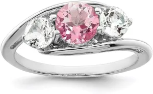 925 Sterling Silver Survivor Collection Clear and Pink Crystal Topaz Sue Ring Fine Jewelry For Women Gifts For Her