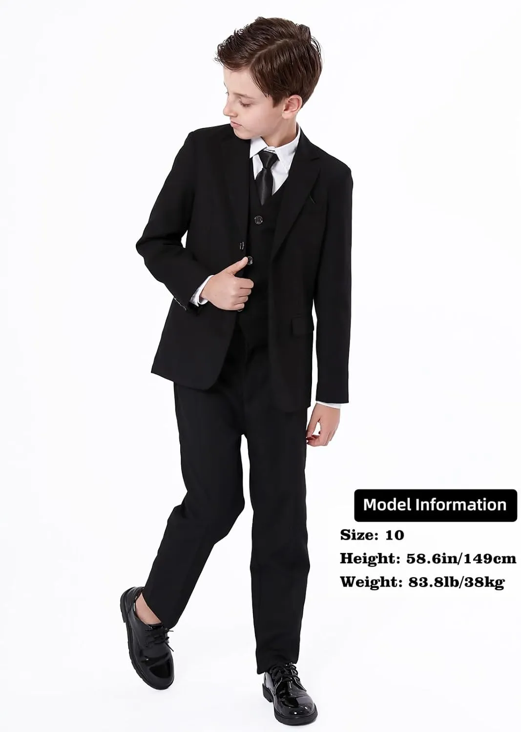 A&J DESIGN Boys 7-Piece Formal Suit Ring Bearer Outfit with Dress Shirt, Jacket, Vest, Pants, Tie, Bowtie and Pocket Square