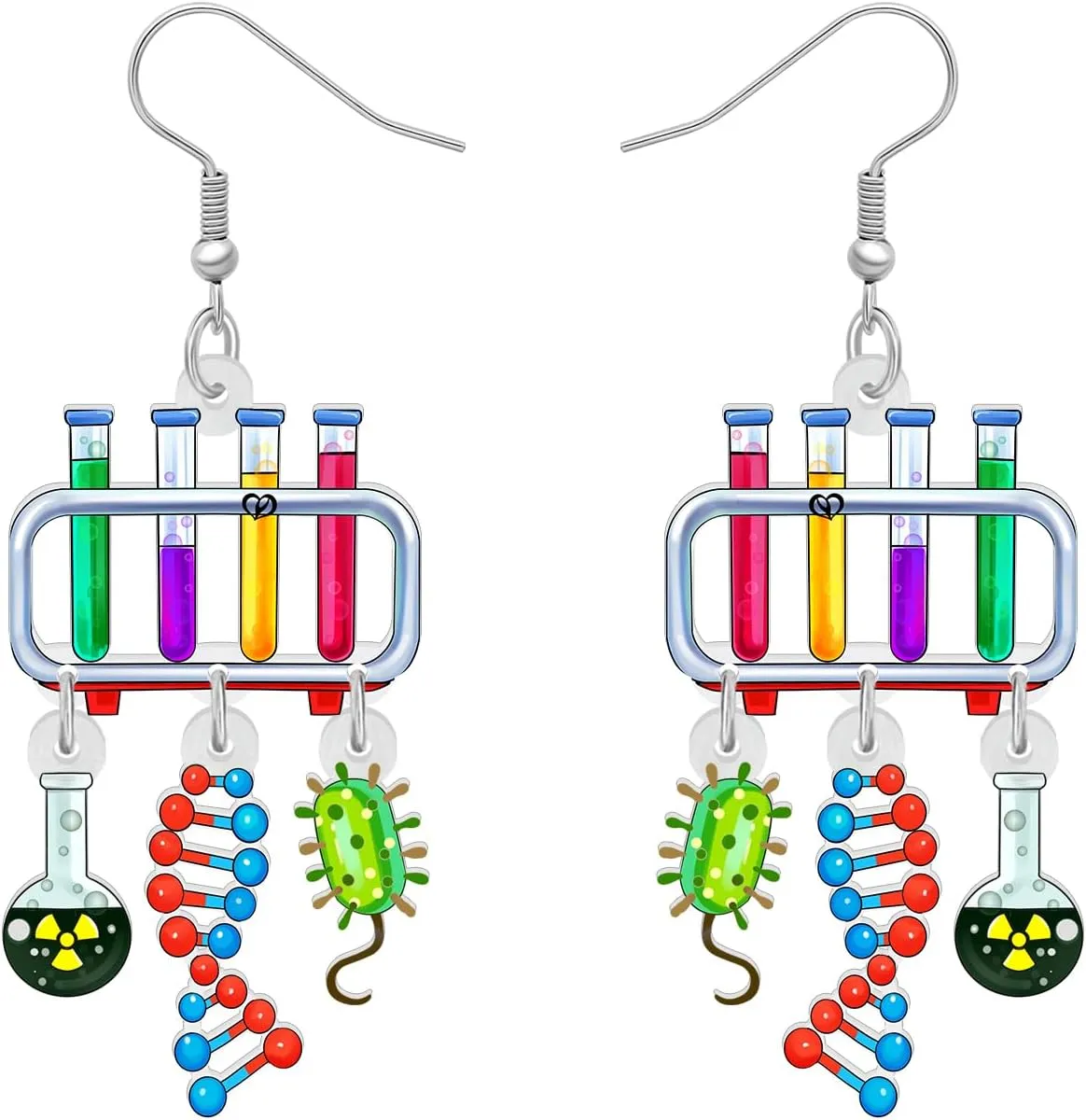 Acrylic Funny Laboratory Microscope Earrings Appreciation Gifts for Women Biology Teacher Student Nurse Jewelry DNA Charms