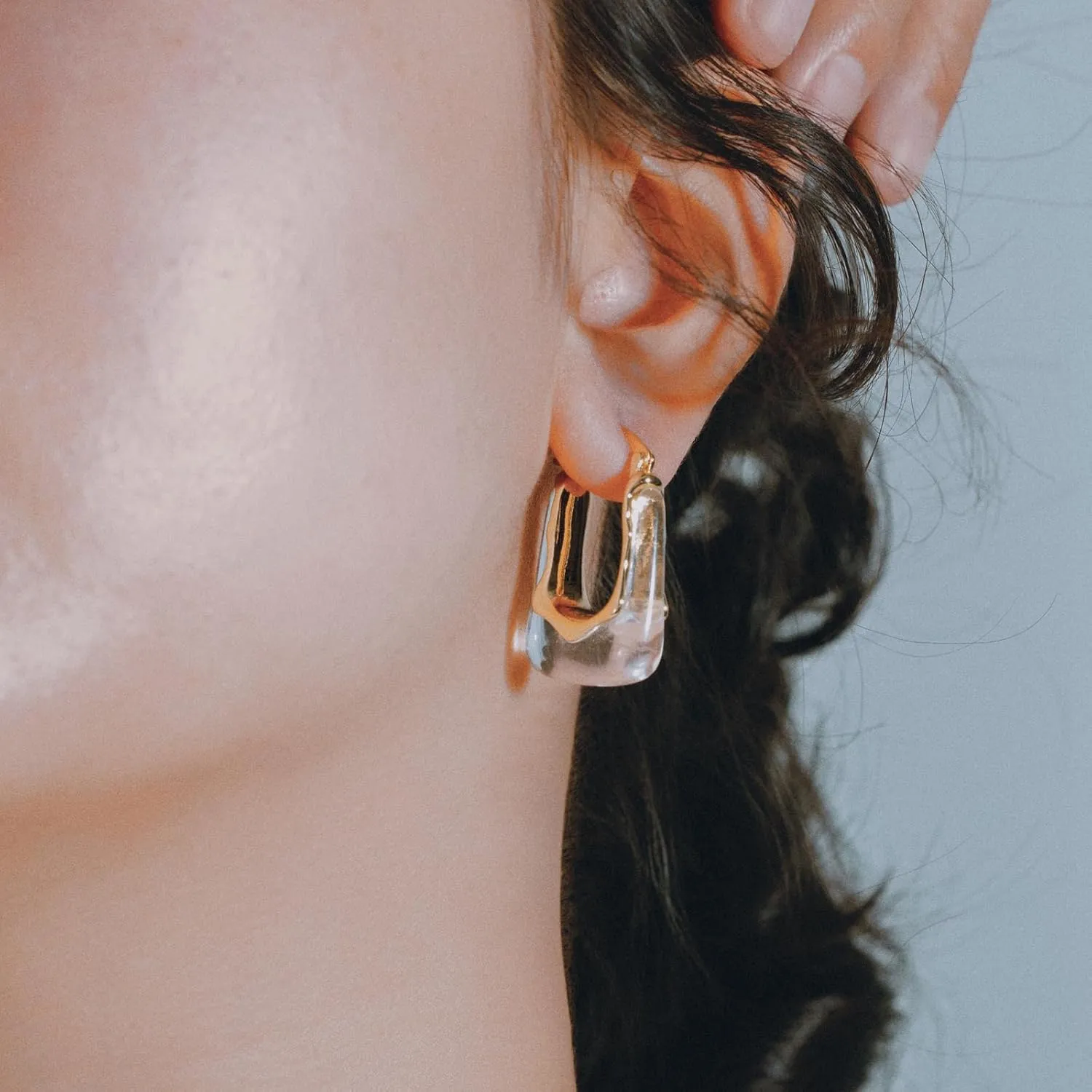 Acrylic Gold Hoop Earrings Chunky Huggie Statement Vintage Earrings Cute Resin Drop Earring Trendy Jewelry Gifts for Women