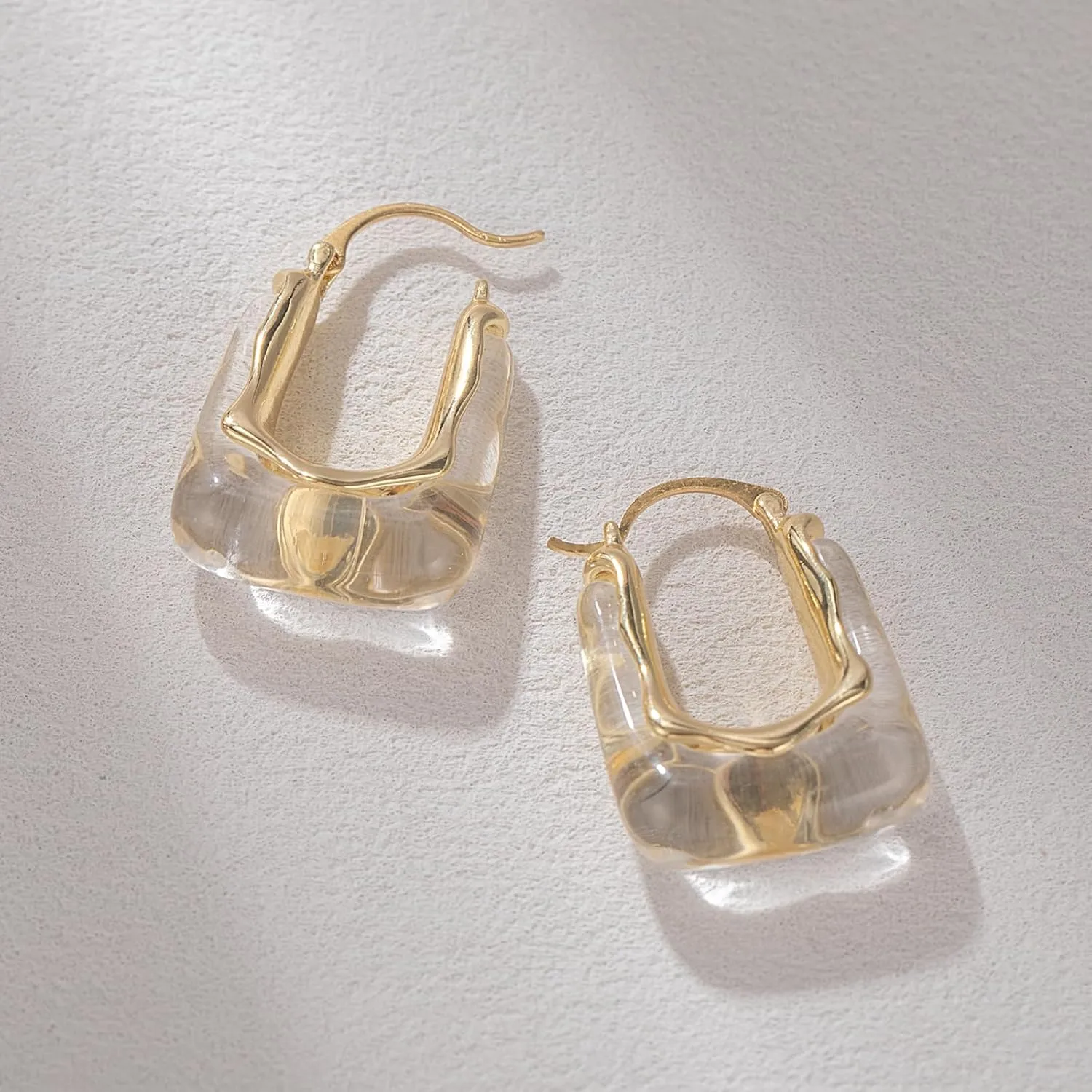 Acrylic Gold Hoop Earrings Chunky Huggie Statement Vintage Earrings Cute Resin Drop Earring Trendy Jewelry Gifts for Women