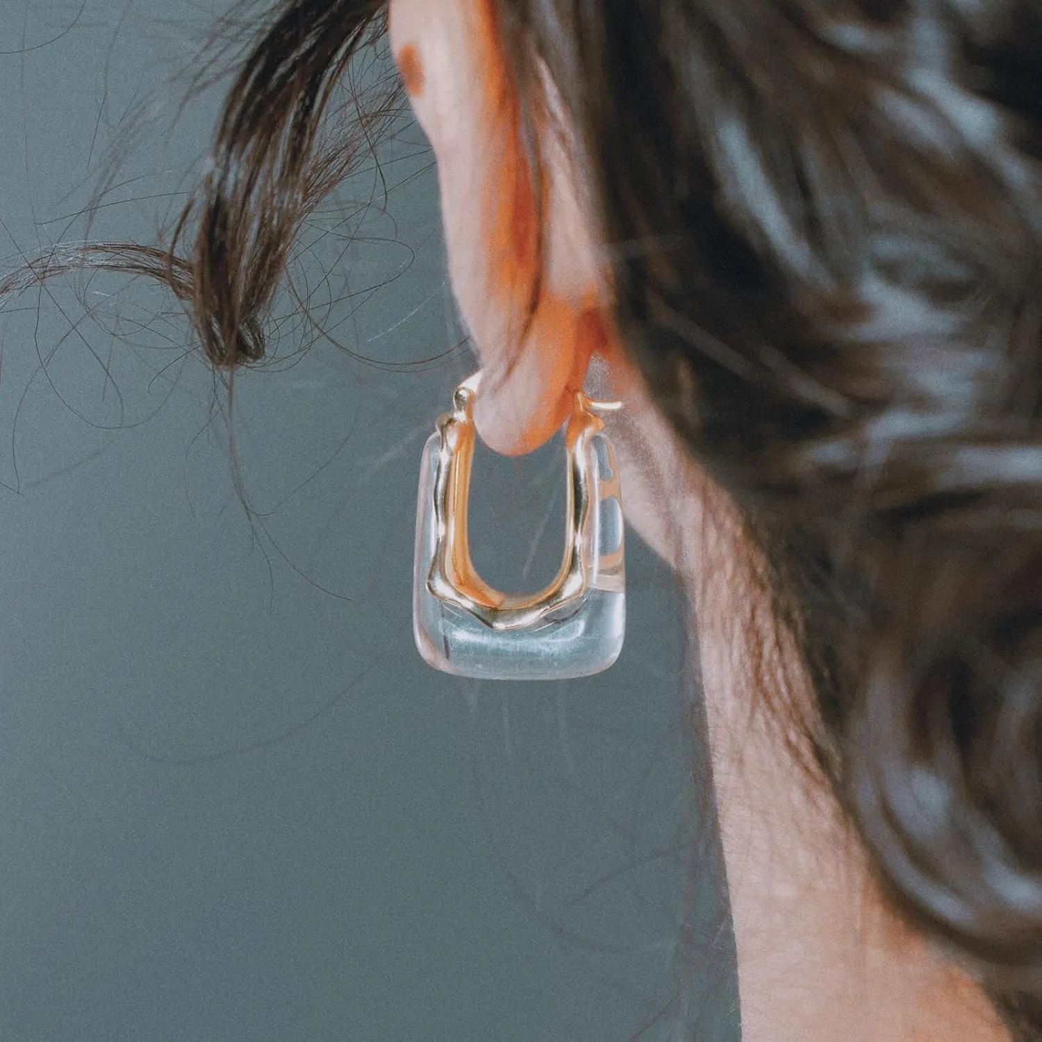 Acrylic Gold Hoop Earrings Chunky Huggie Statement Vintage Earrings Cute Resin Drop Earring Trendy Jewelry Gifts for Women