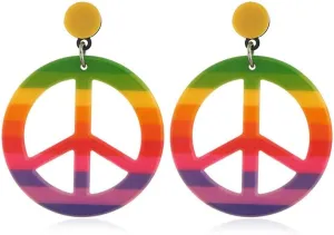 Acrylic Peace Sign Earrings Colorful Peace Symbol Stud Earrings 80s 90s Lightweight Earrings for Women Teens