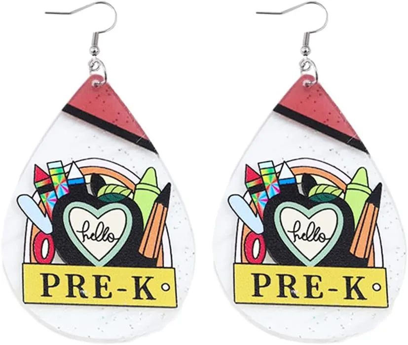 Acrylic Pencil Drop Dangle Earrings Creative Rainbow Back to School for Students Women Appreciation Teacher Pre-K Earrings Jewelry