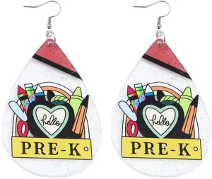 Acrylic Pencil Drop Dangle Earrings Creative Rainbow Back to School for Students Women Appreciation Teacher Pre-K Earrings Jewelry