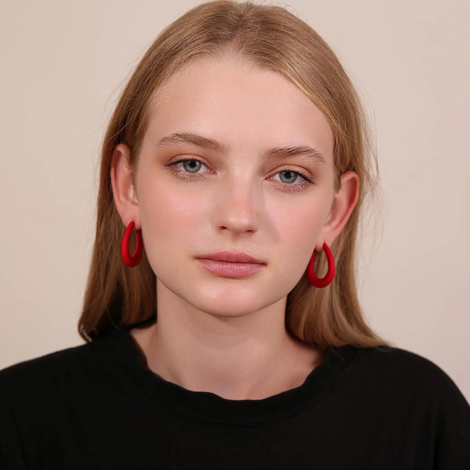 Acrylic Teardrop Hoop Earrings for Women, Colorful Oval Statement Earrings Lightweight Trendy Jewelry