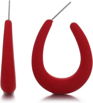 Acrylic Teardrop Hoop Earrings for Women, Colorful Oval Statement Earrings Lightweight Trendy Jewelry