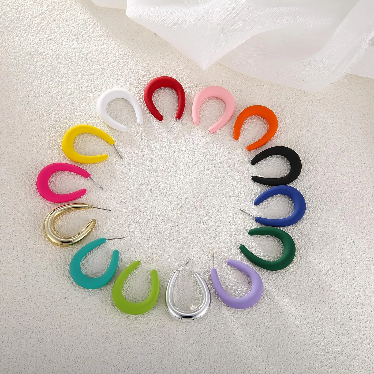Acrylic Teardrop Hoop Earrings for Women, Colorful Oval Statement Earrings Lightweight Trendy Jewelry