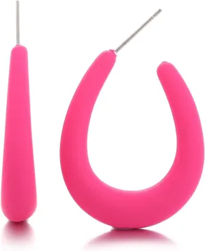 Acrylic Teardrop Hoop Earrings for Women, Colorful Oval Statement Earrings Lightweight Trendy Jewelry