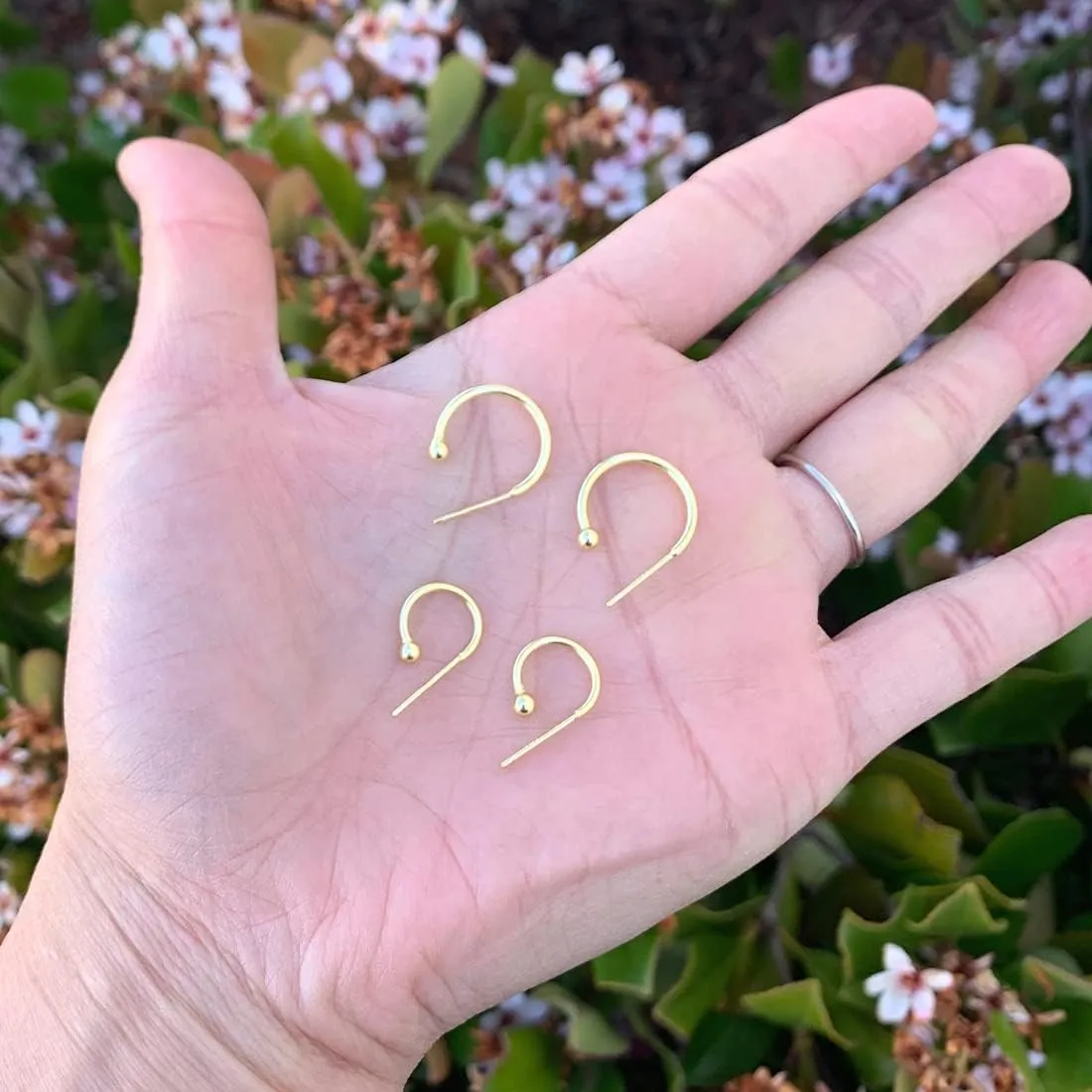 Adabele Authentic Sterling Silver Half Round C Hoop Huggie Earrings 10mm 15mm 20mm 3mm Ball Hypoallergenic Nickel Free Jewelry Women Birthday Gift