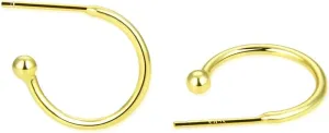 Adabele Authentic Sterling Silver Half Round C Hoop Huggie Earrings 10mm 15mm 20mm 3mm Ball Hypoallergenic Nickel Free Jewelry Women Birthday Gift