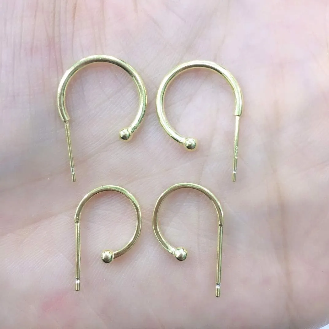 Adabele Authentic Sterling Silver Half Round C Hoop Huggie Earrings 10mm 15mm 20mm 3mm Ball Hypoallergenic Nickel Free Jewelry Women Birthday Gift