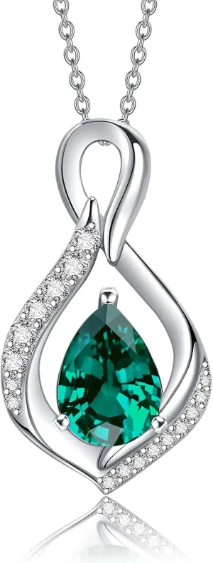 AENEAS Infinity Birthstone Necklace for Women Sterling Silver Infinity Teardrop Pendant Forever Love Jewelry Gift for Birthday Anniversary Christmas