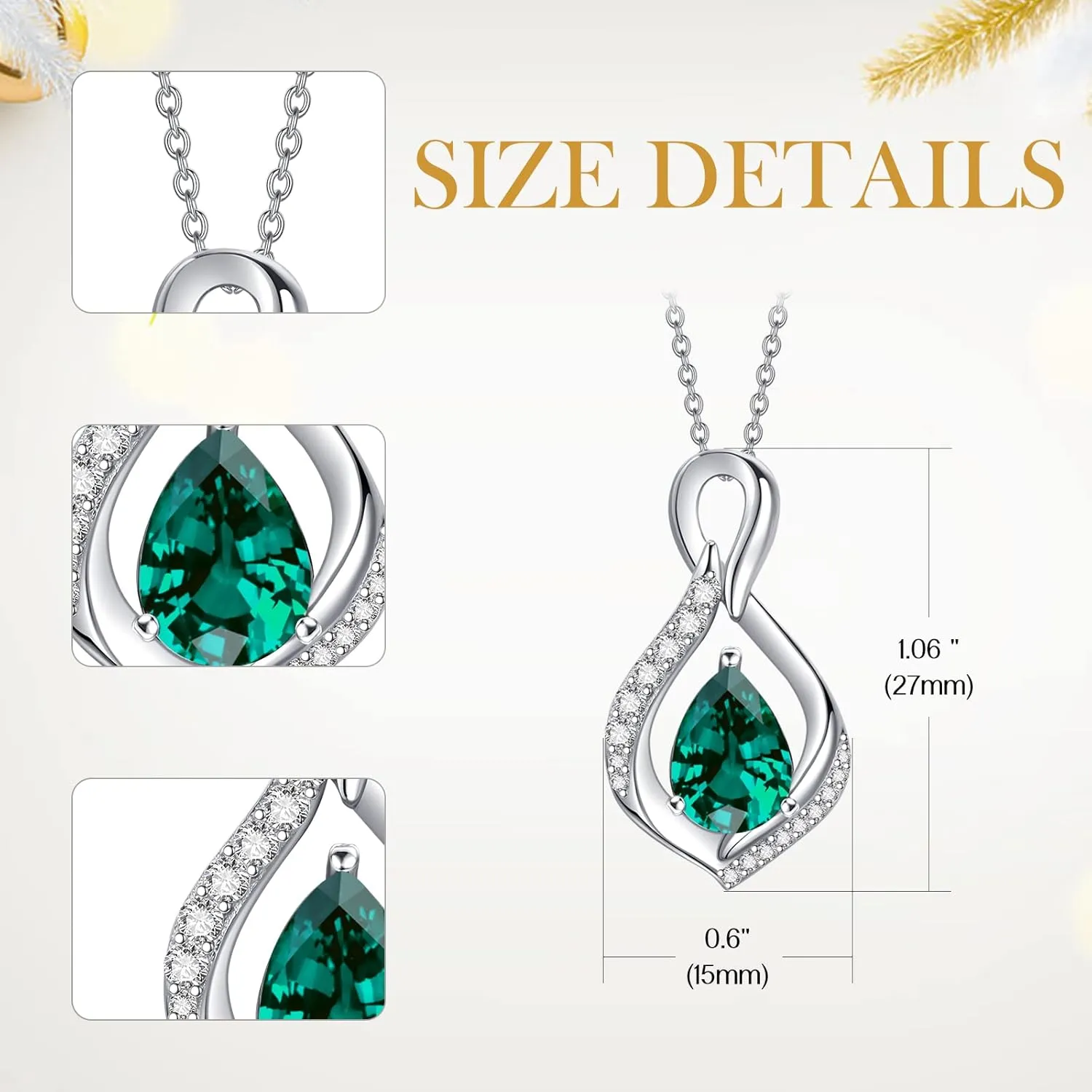 AENEAS Infinity Birthstone Necklace for Women Sterling Silver Infinity Teardrop Pendant Forever Love Jewelry Gift for Birthday Anniversary Christmas