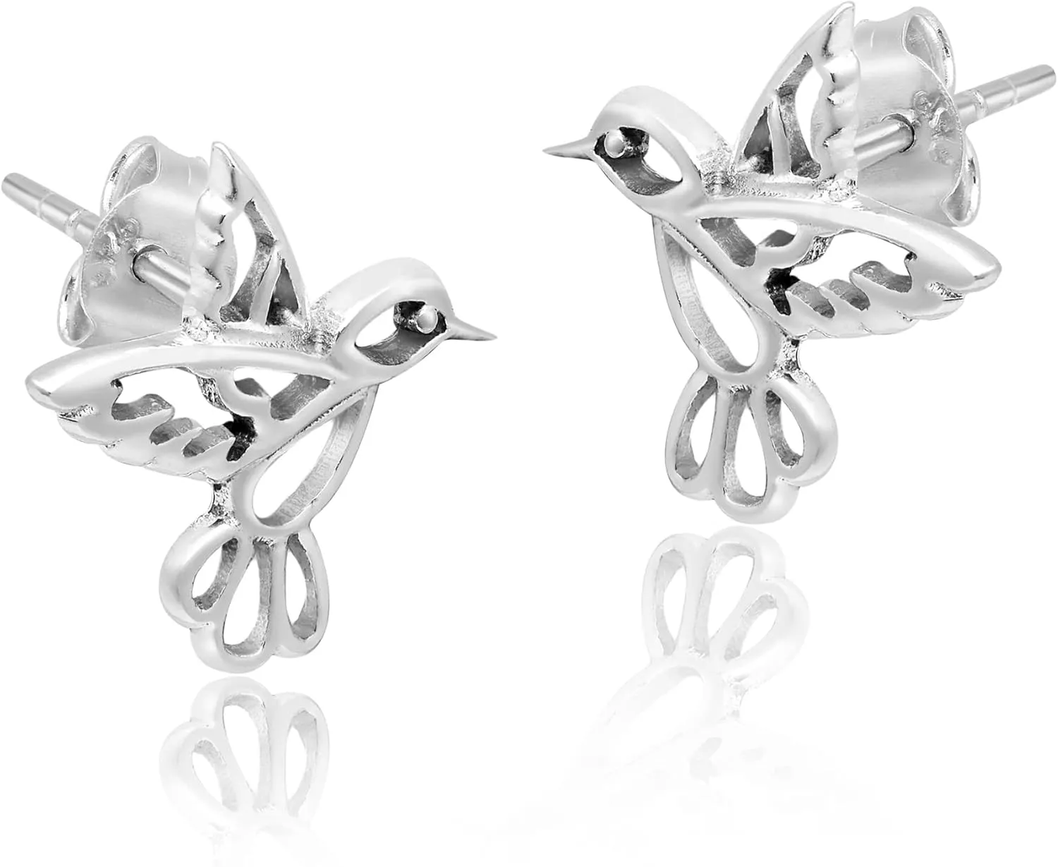 AeraVida Adorable Little Hummingbird in Flight .925 Sterling Silver Earrings | Nature-Inspired Sterling Silver Earrings for Women | Bird-Themed Jewelry Gift