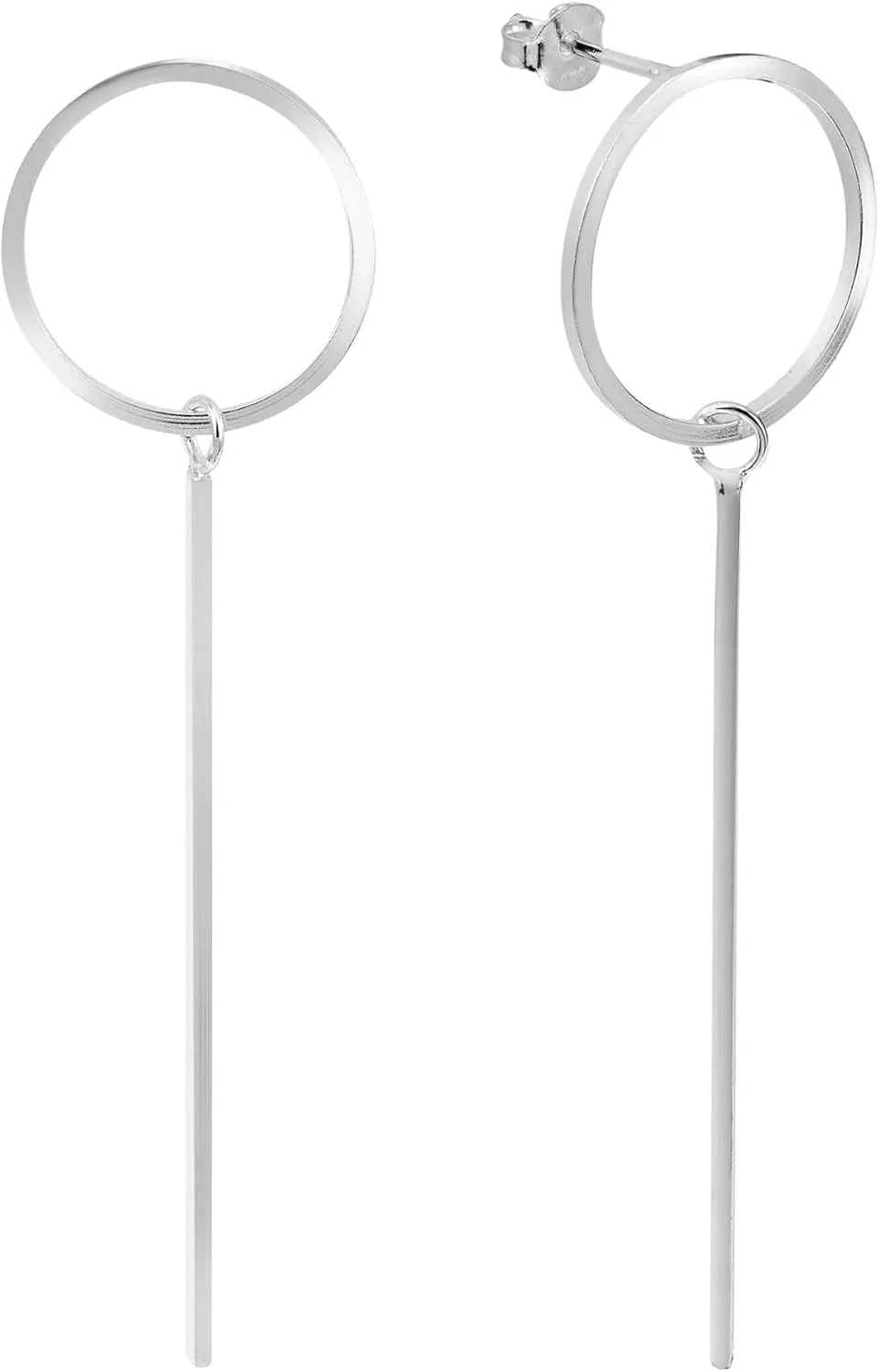 AeraVida Minimalist Sterling Silver Bar on a Circle Post Drop Earrings | Minimalist Stud Earrings for women | Shape Stud Earrings | Trendy Stud Earrings | Gift for Daughter