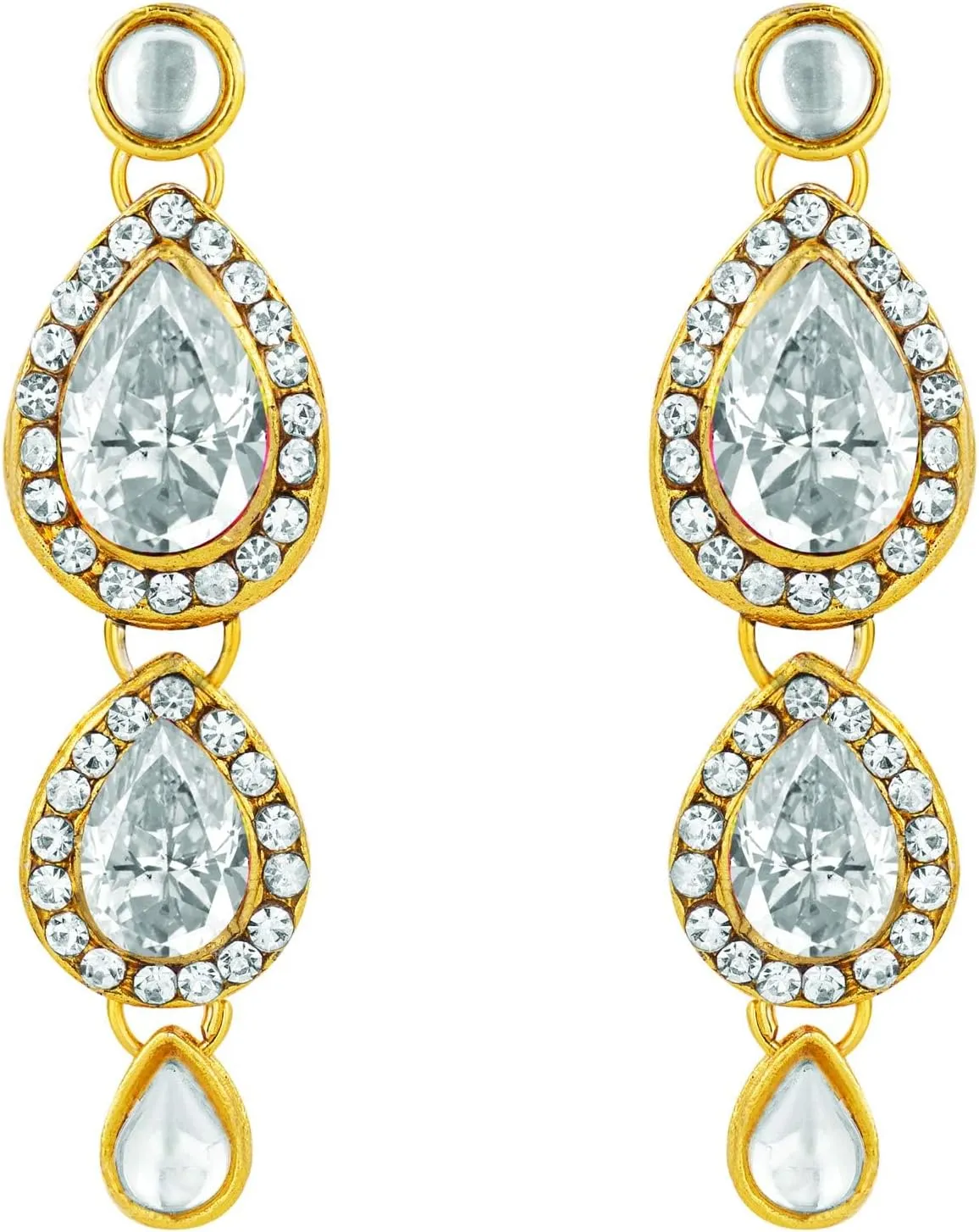 Aheli Gold Plated Traditional Kundan Long Necklace Jewellery Set with Earring Maang Tikka Gift for Women