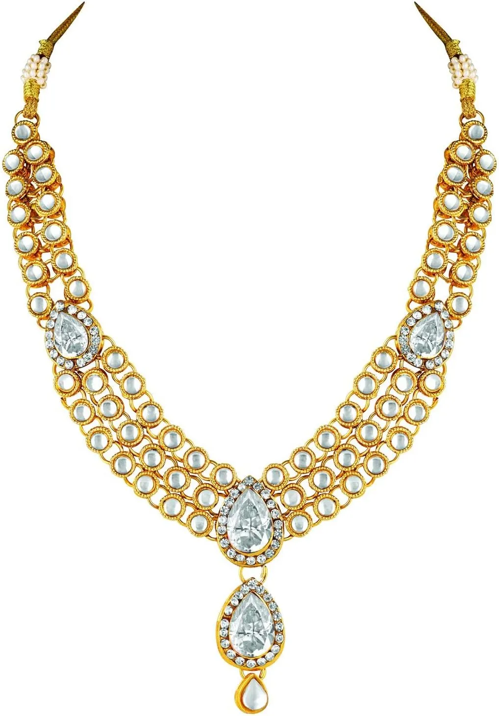 Aheli Gold Plated Traditional Kundan Long Necklace Jewellery Set with Earring Maang Tikka Gift for Women