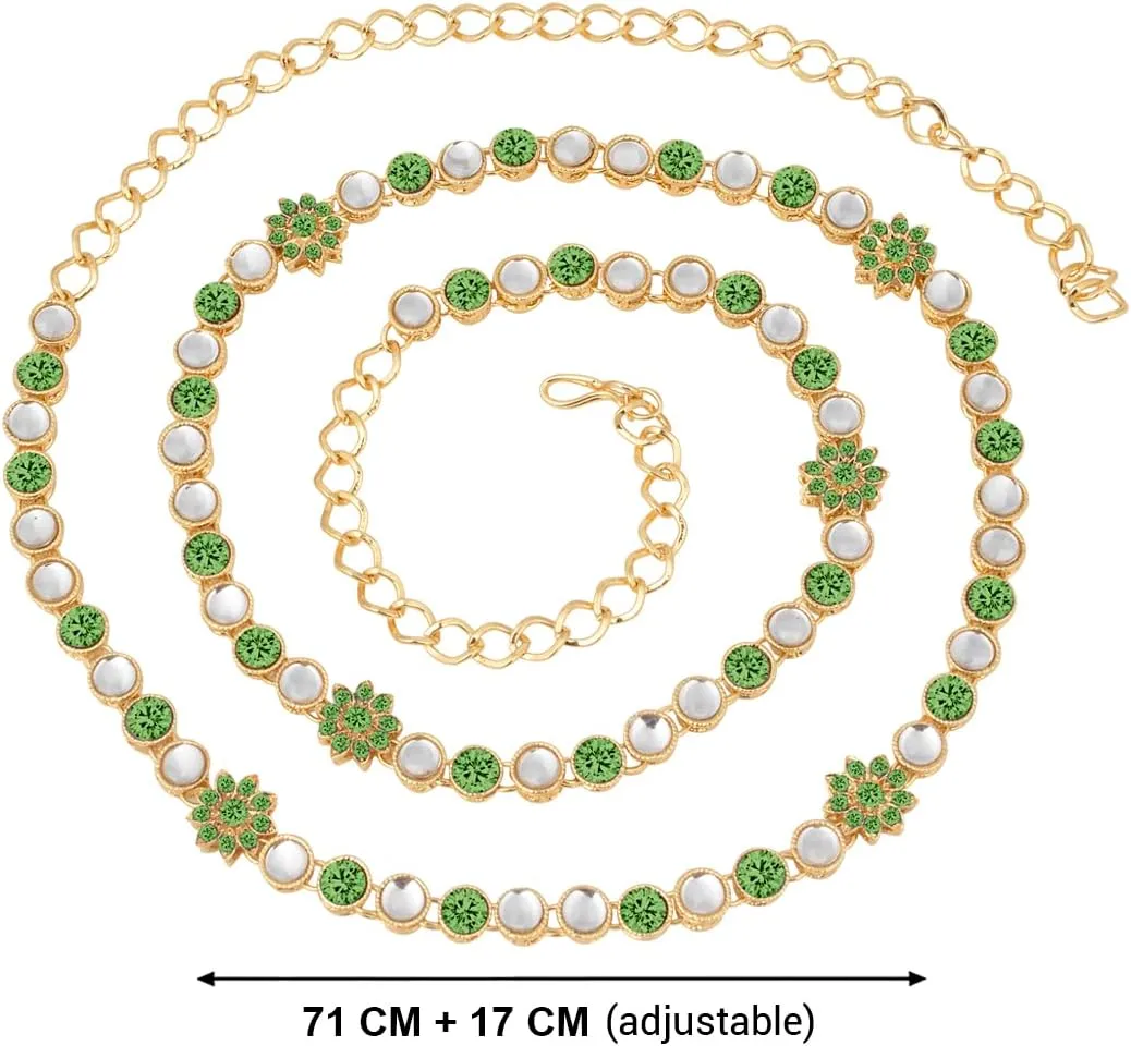 Aheli Indian Faux Kundan Waist Chain Kamarband Kamar Patta Womens Belly Chain Sari Saree Belt Ethnic Traditional Fashion Jewelry Gift for Women